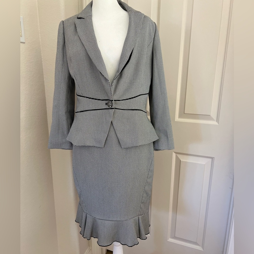 White House Black Market Gray Pinstripe Skirt Suit Set